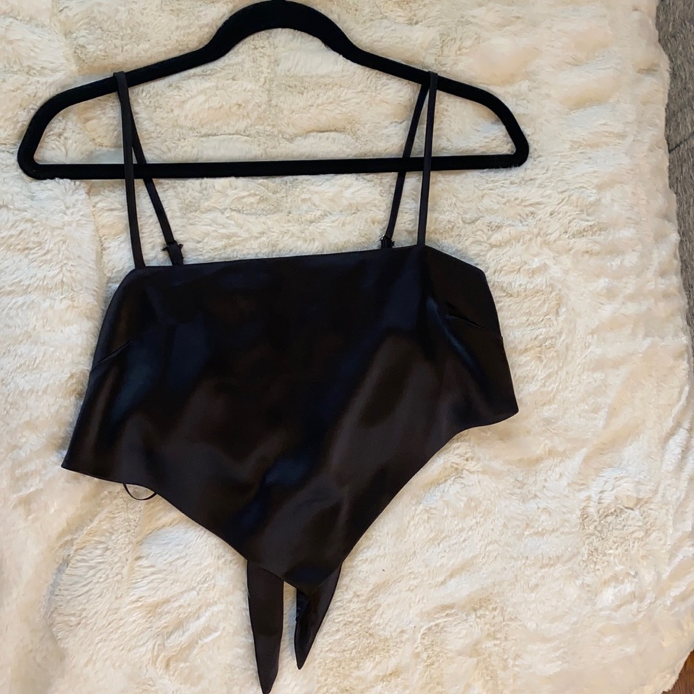 NWT Black silk bandana style top